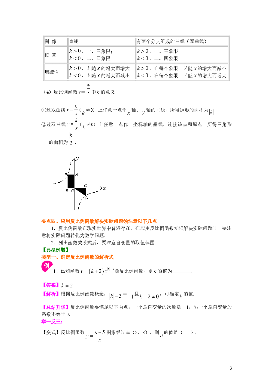 初中数学9年级反比例函数全章复习与巩固(基础)知识讲解.doc,第3页预览