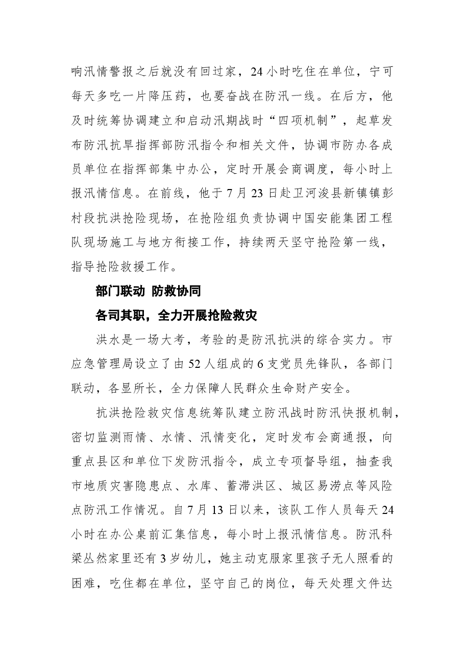 鹤壁市防汛抗旱指挥部办公室抗洪抢险工作纪实.docx,第3页预览