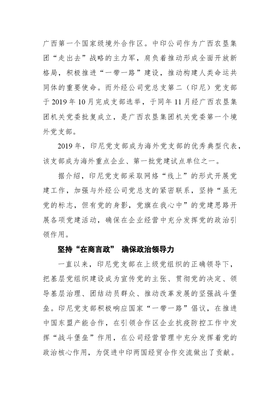 广西农垦外经公司党总支印尼党支部党建工作纪实.docx,第2页预览