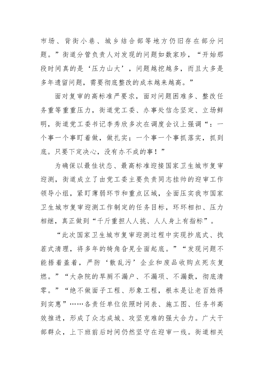 圣城街道迎接国家卫生城市复审工作纪实.docx,第2页预览