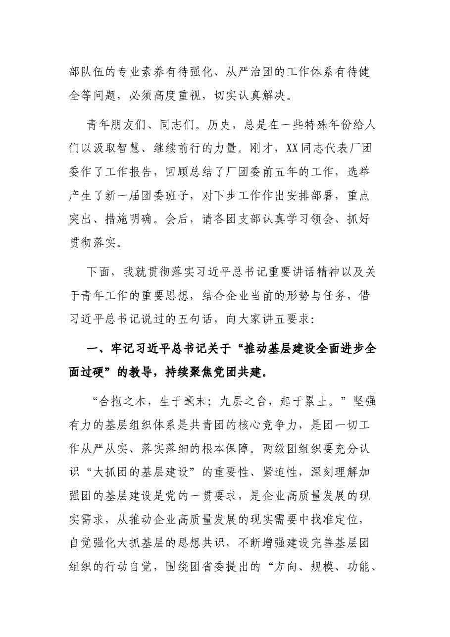 在X届一次团员大会上的讲话.docx,第3页预览