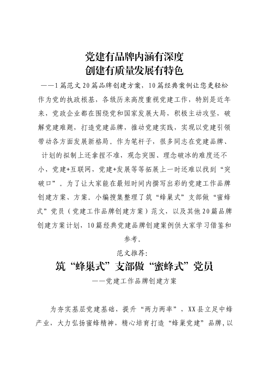 (30篇)党建品牌建设方案、经典案例.docx,第1页预览