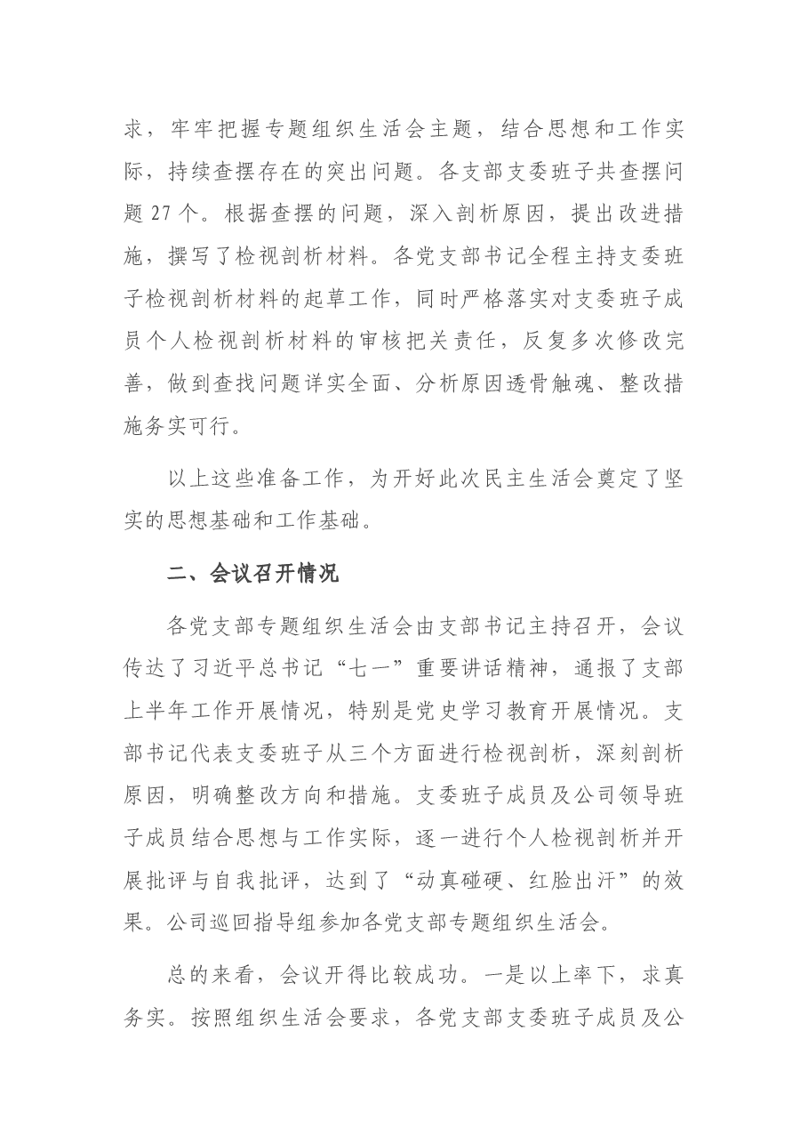 国企党委关于党史学习教育专题组织生活会召开情况的报告.docx,第3页预览