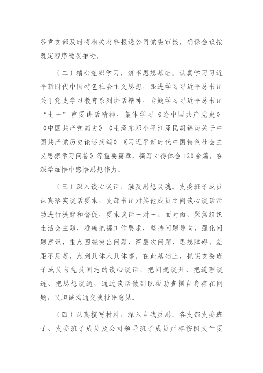 国企党委关于党史学习教育专题组织生活会召开情况的报告.docx,第2页预览