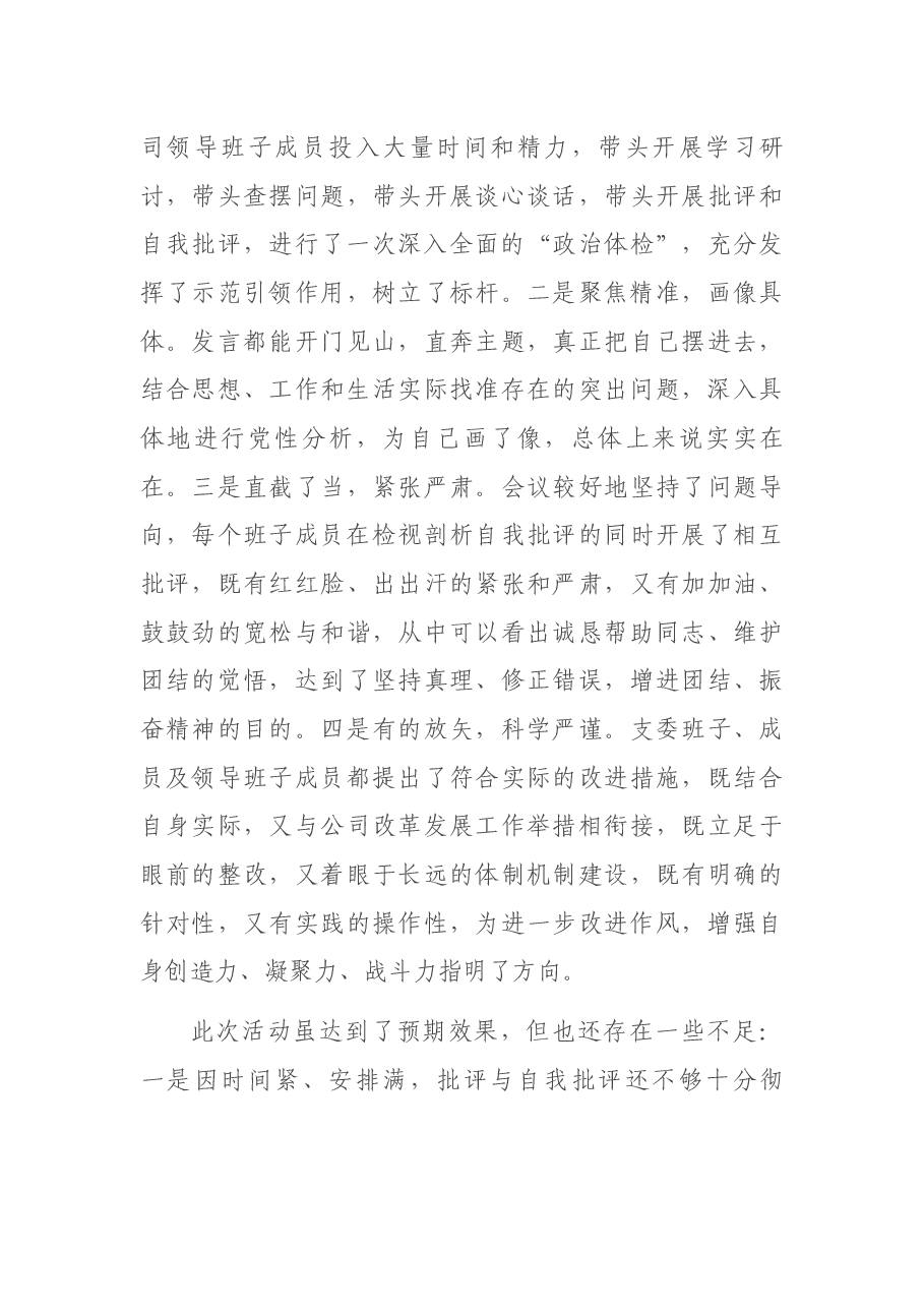 国企党委关于党史学习教育专题组织生活会召开情况的报告.docx,第4页预览