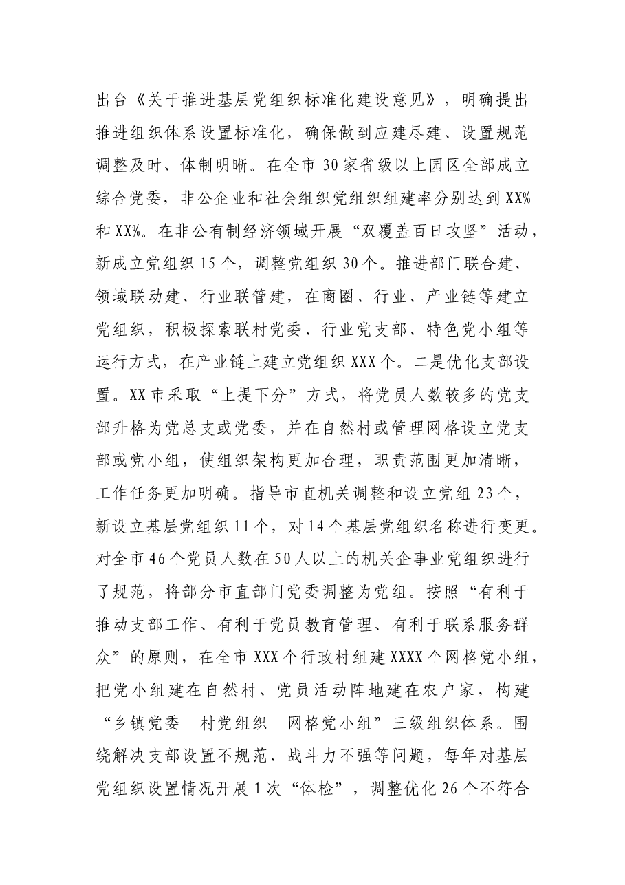 市基层组织建设专项巡察有关推进党支部标准化规范化建设情况汇报.docx,第2页预览