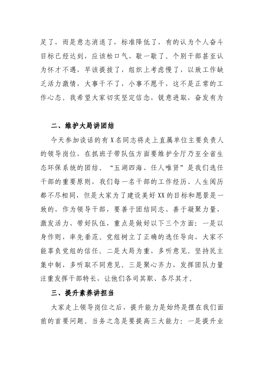 X局党组书记领导干部任职前集体谈话提纲.docx,第3页预览
