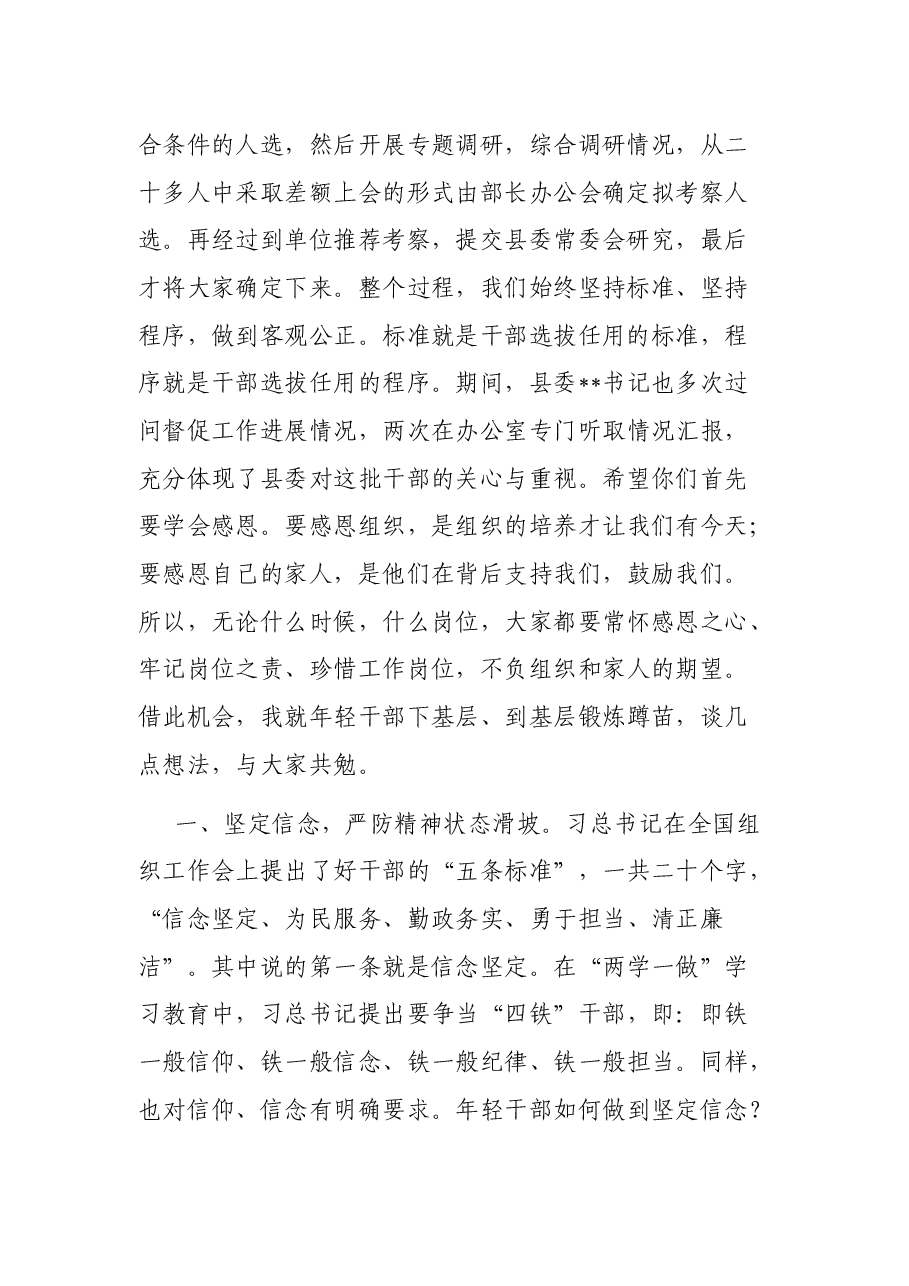 新进乡镇班子年轻干部的任前集体谈话.docx,第2页预览