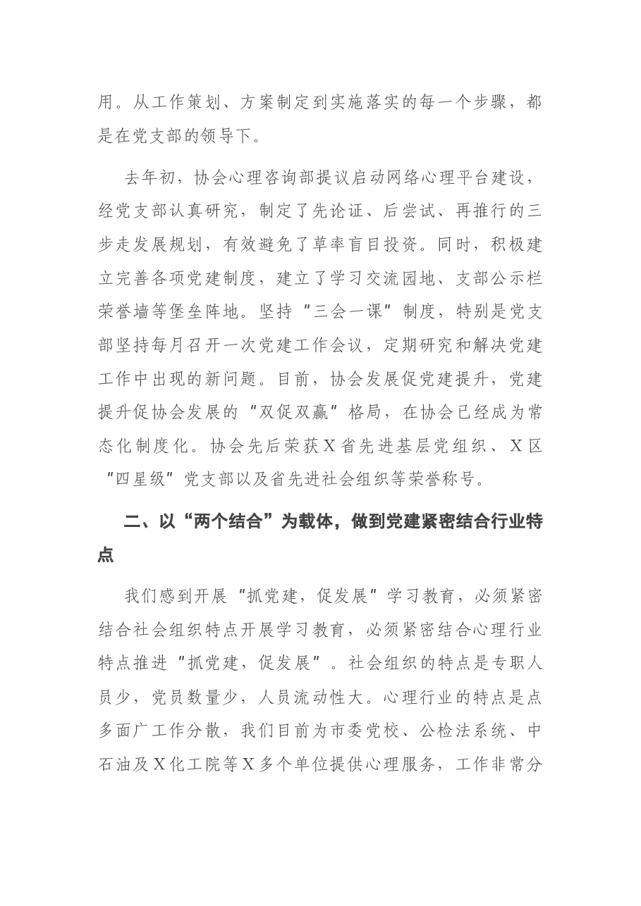 心理咨询师协会党支部党建工作汇报.docx,第2页预览