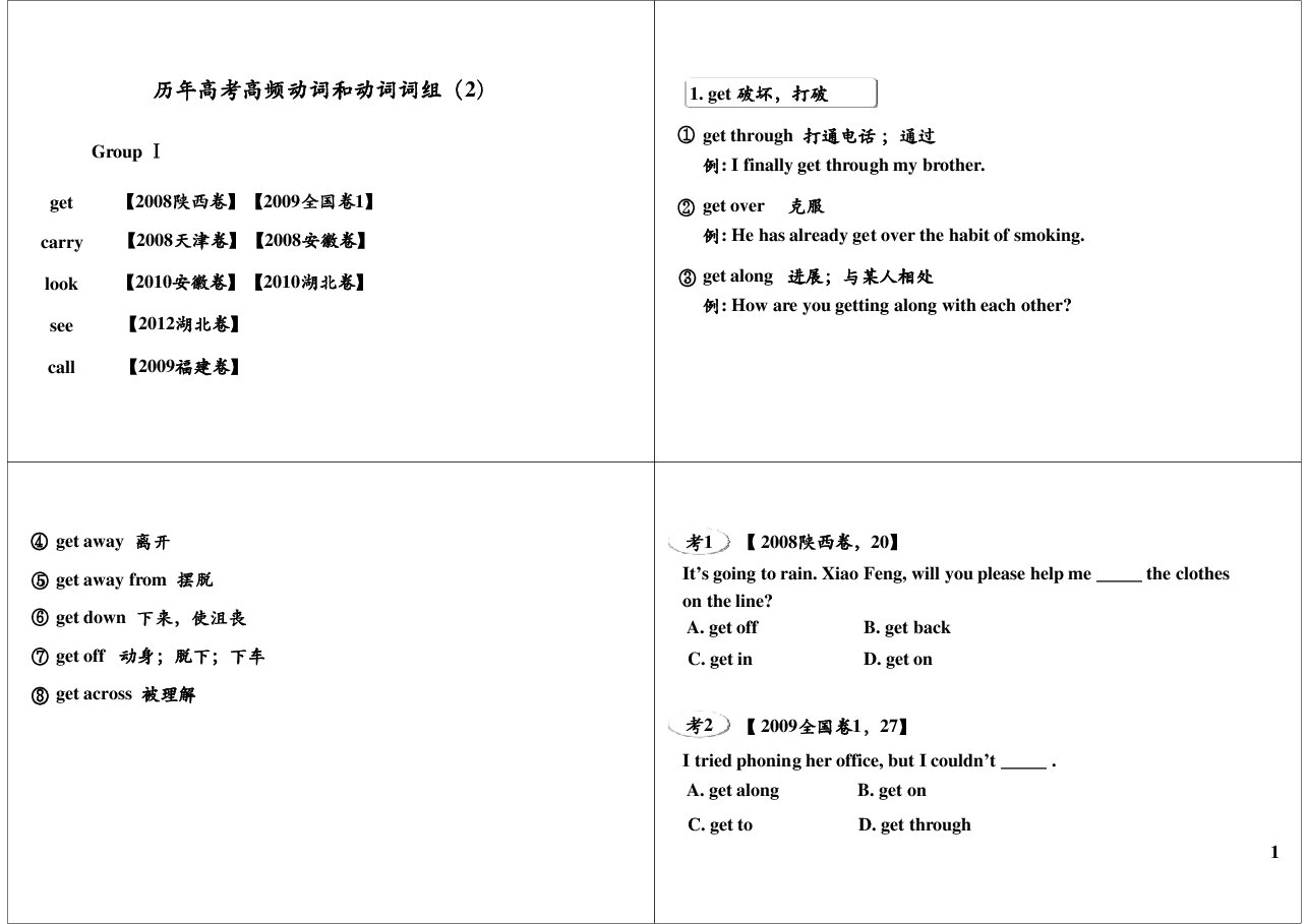 历年高考高频动词和动词词组(2).pdf,第1页预览