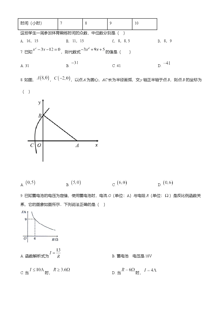 精品解析:四川省自贡市2021年中考数学真题(原卷版).doc,第2页预览