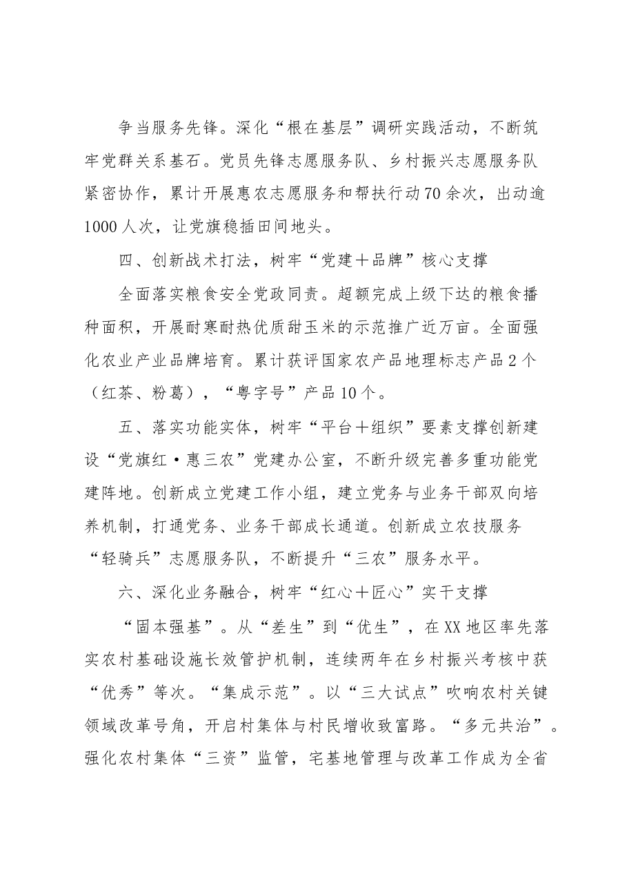 农业农村局创新党建“田”字法全方位打造乡村振兴高质量发展“XX样板”经验材料.docx,第2页预览