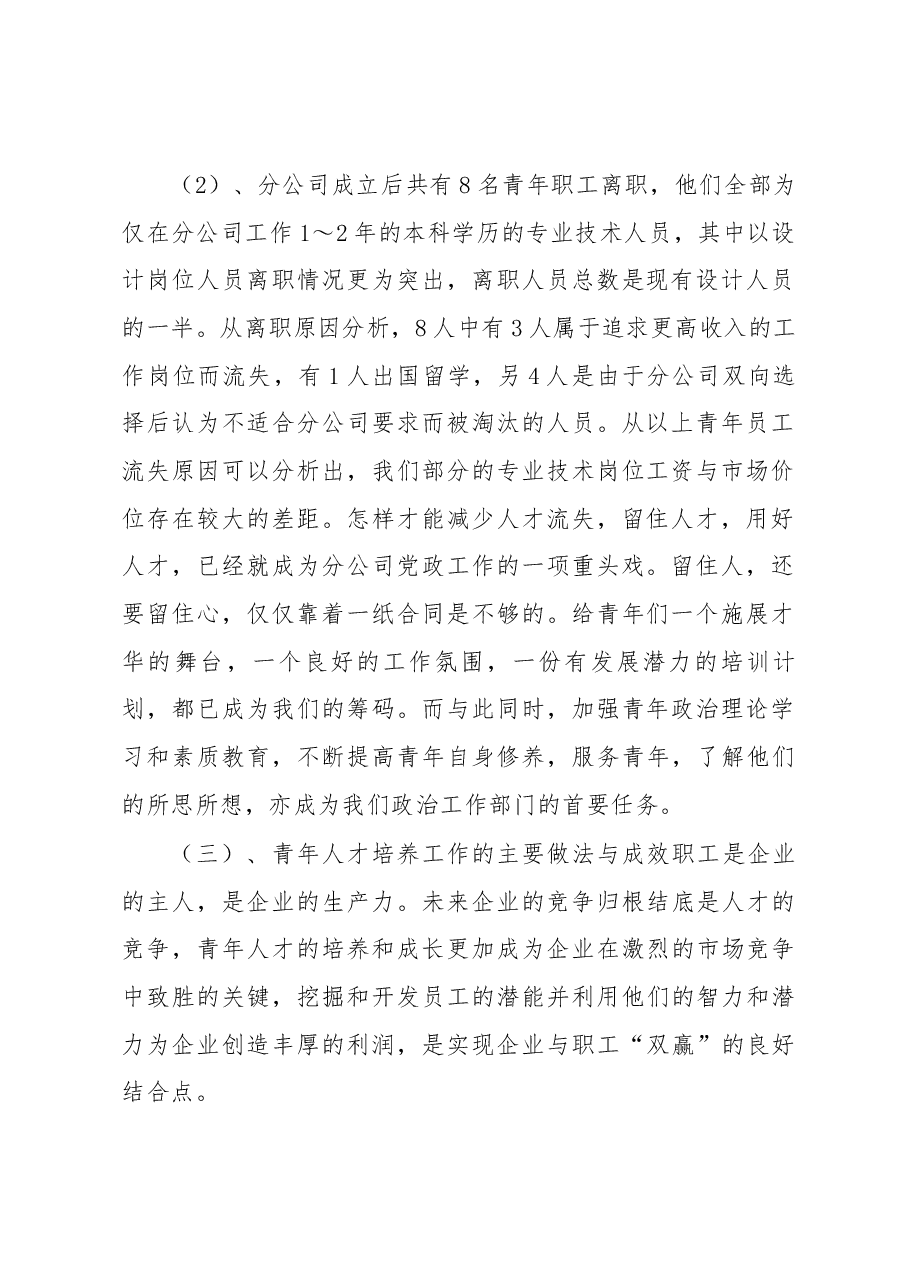 3篇公司青年人才工作调研汇报材料.docx,第2页预览