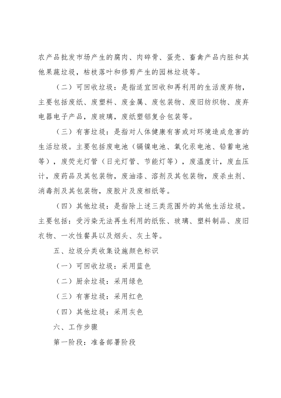 XX镇关于生活垃圾分类工作的实施方案.docx,第3页预览