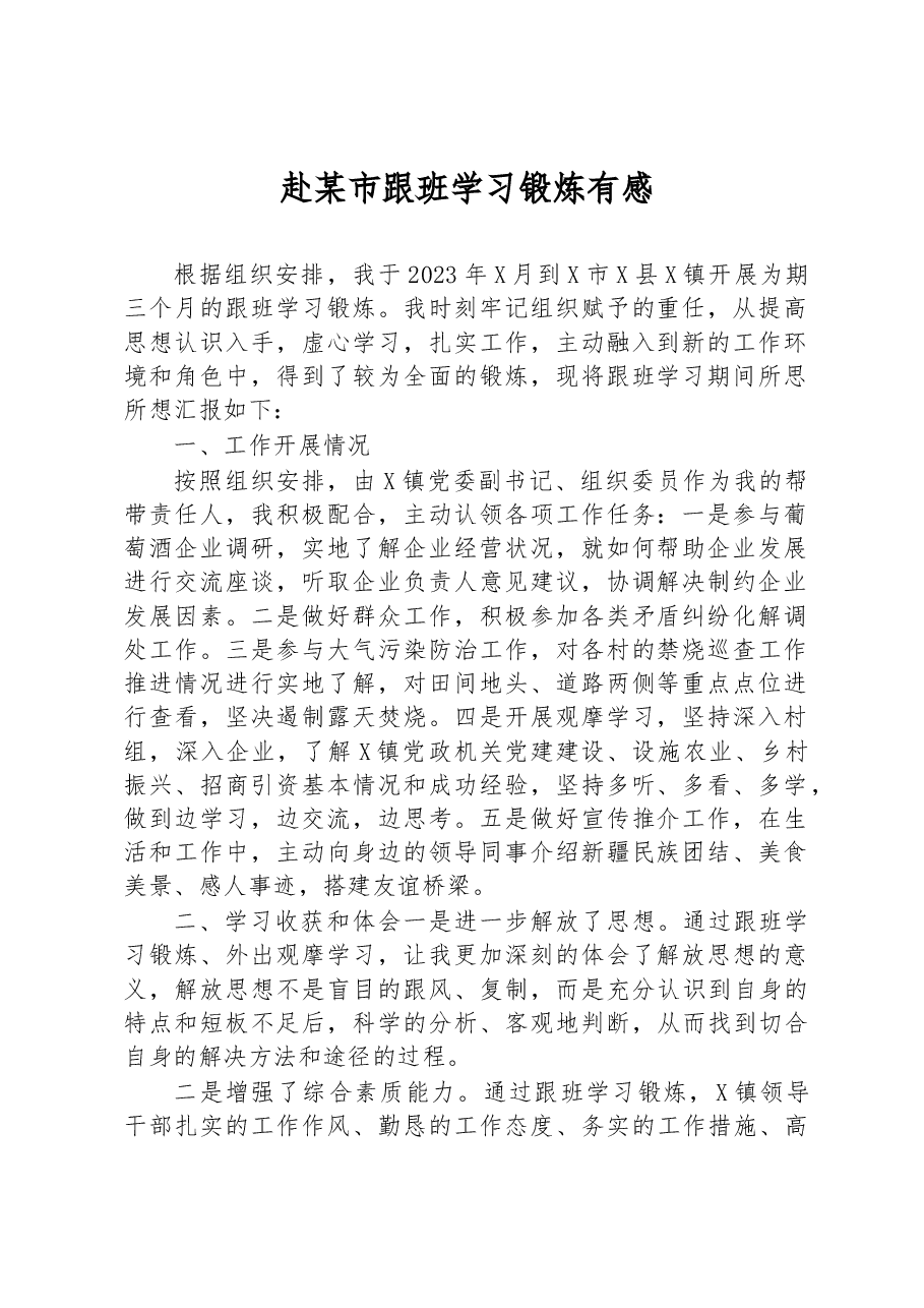 赴某市跟班学习锻炼体会.docx，第1页预览