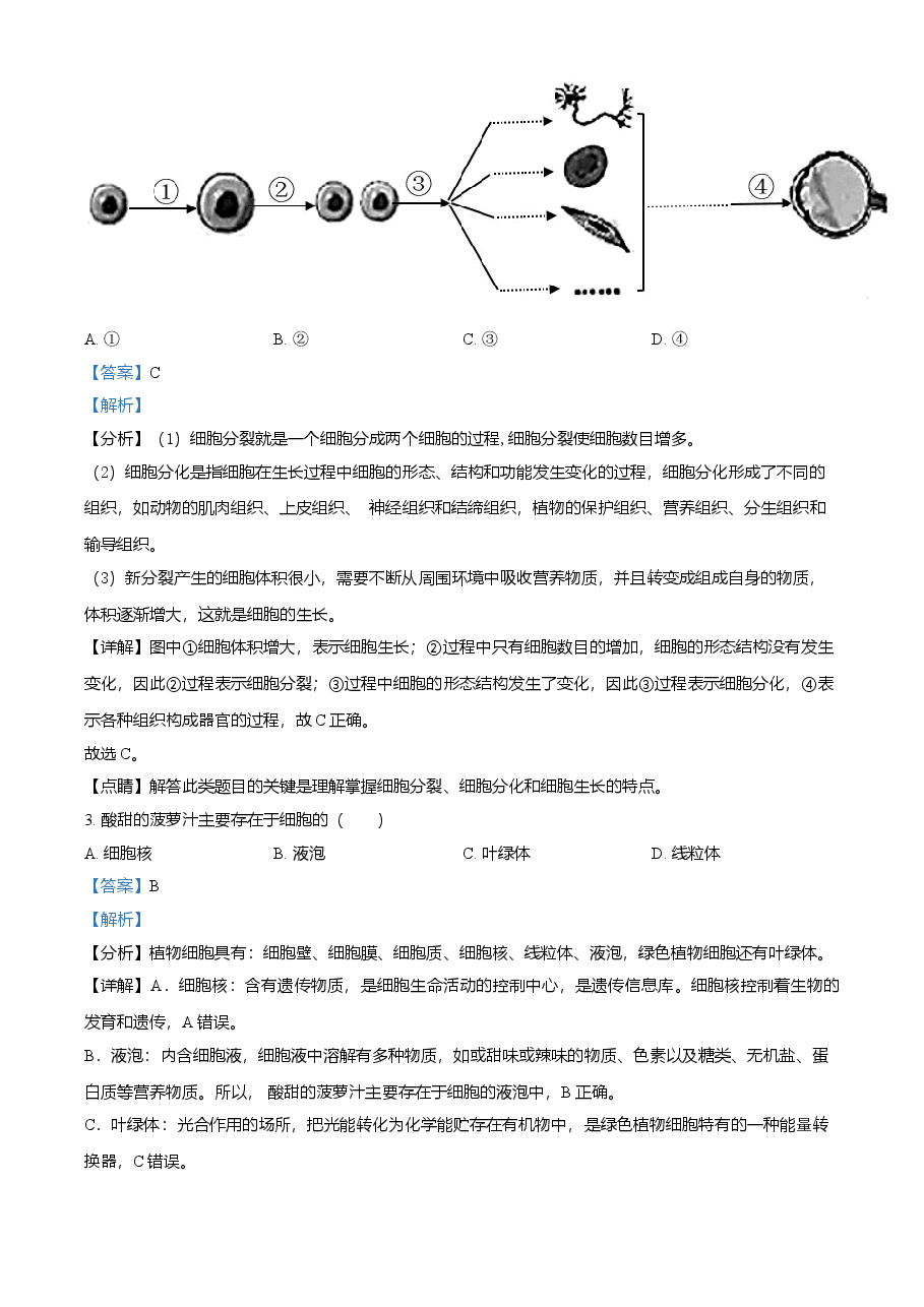 精品解析:广东省2021年中考生物试题(解析版).doc,第2页预览