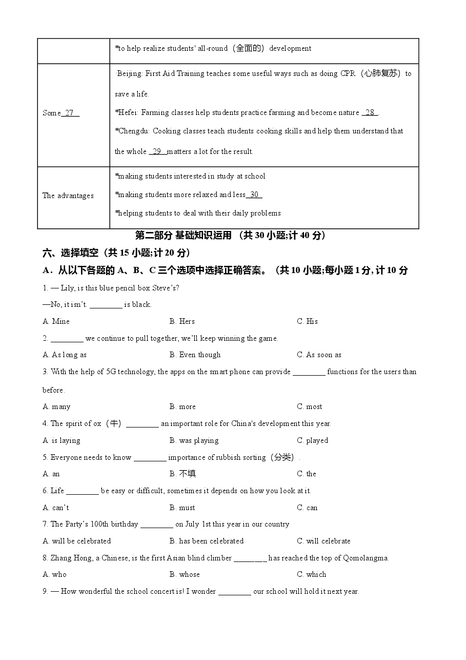 精品解析:四川省成都市2021年中考英语试题(原卷版).doc,第3页预览