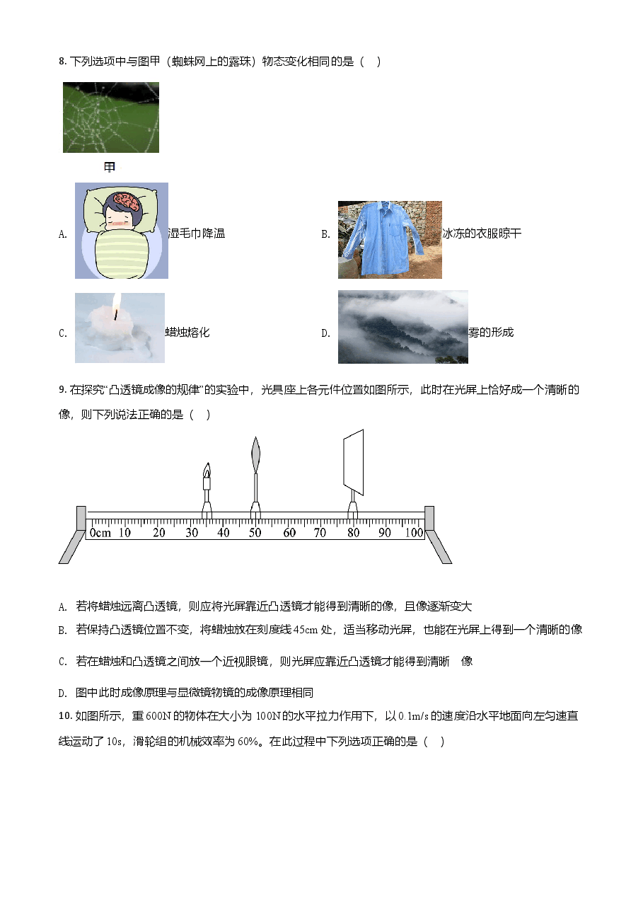 精品解析:2021年湖北省黄石市中考理综物理试题(原卷版).doc,第3页预览