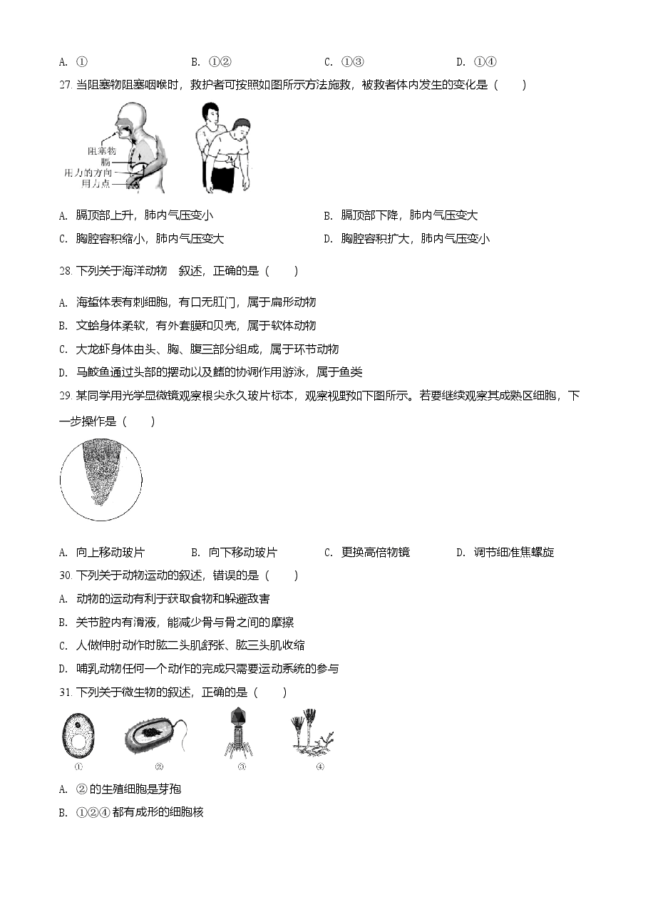精品解析:海南省2021年中考生物试题(原卷版).doc,第4页预览