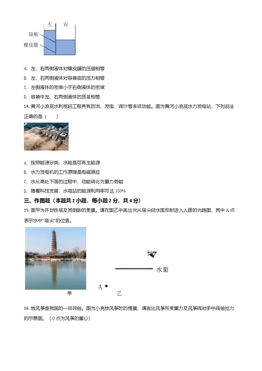 精品解析:2021年河南省中考物理试题(原卷版).doc,第4页预览