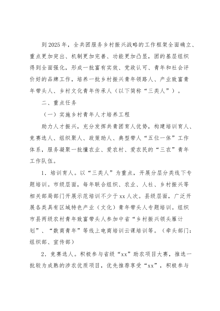 深入推进乡村振兴青春建功行动实施方案.docx,第3页预览