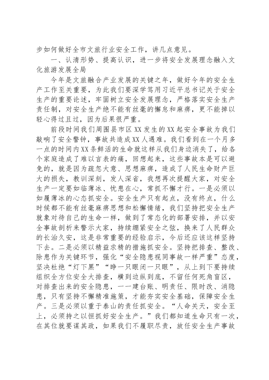 局长在全市年度文化和旅游系统安全生产工作会议上的讲话 (1).docx,第2页预览