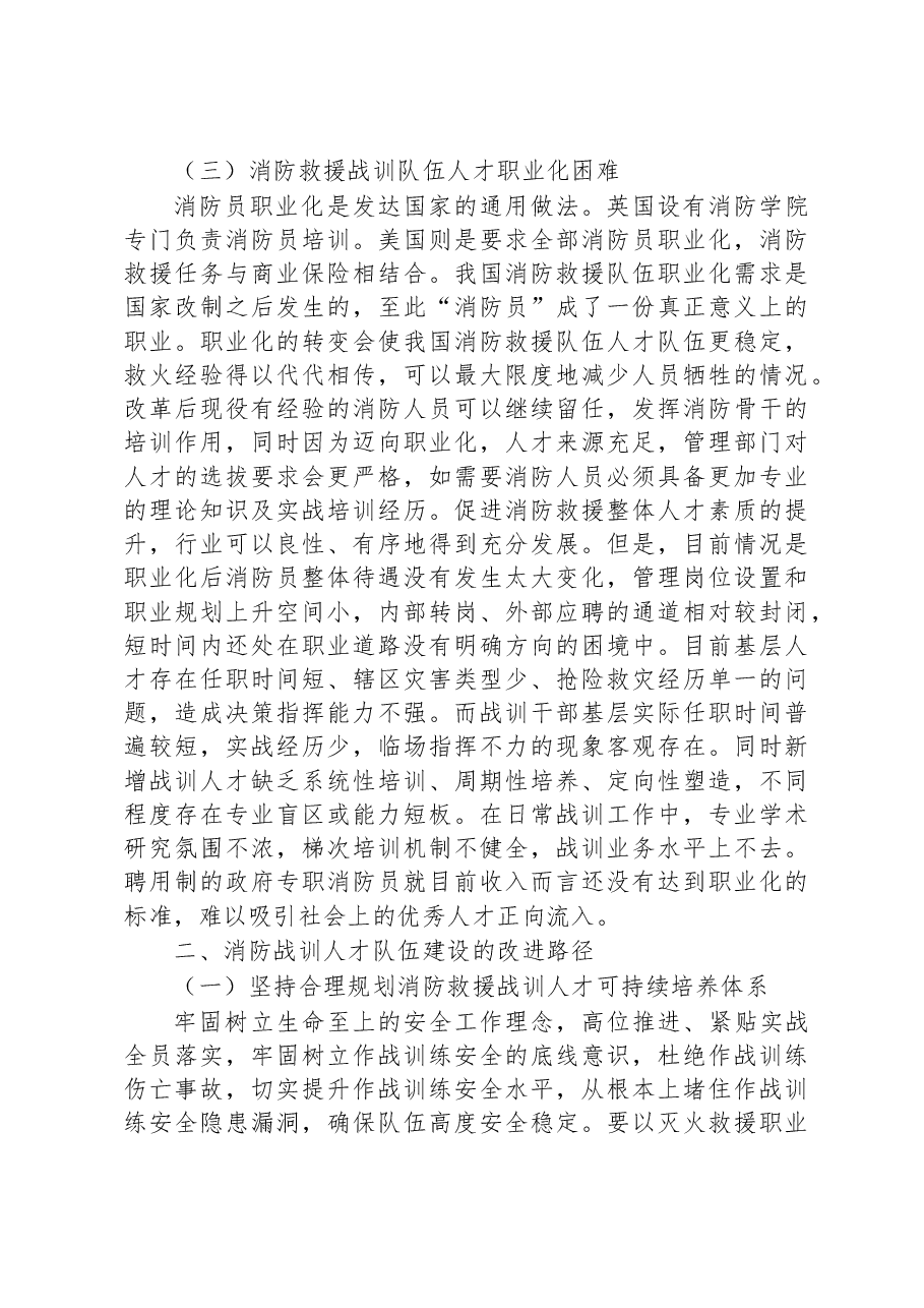 关于消防人才队伍建设的调研报告.docx,第3页预览