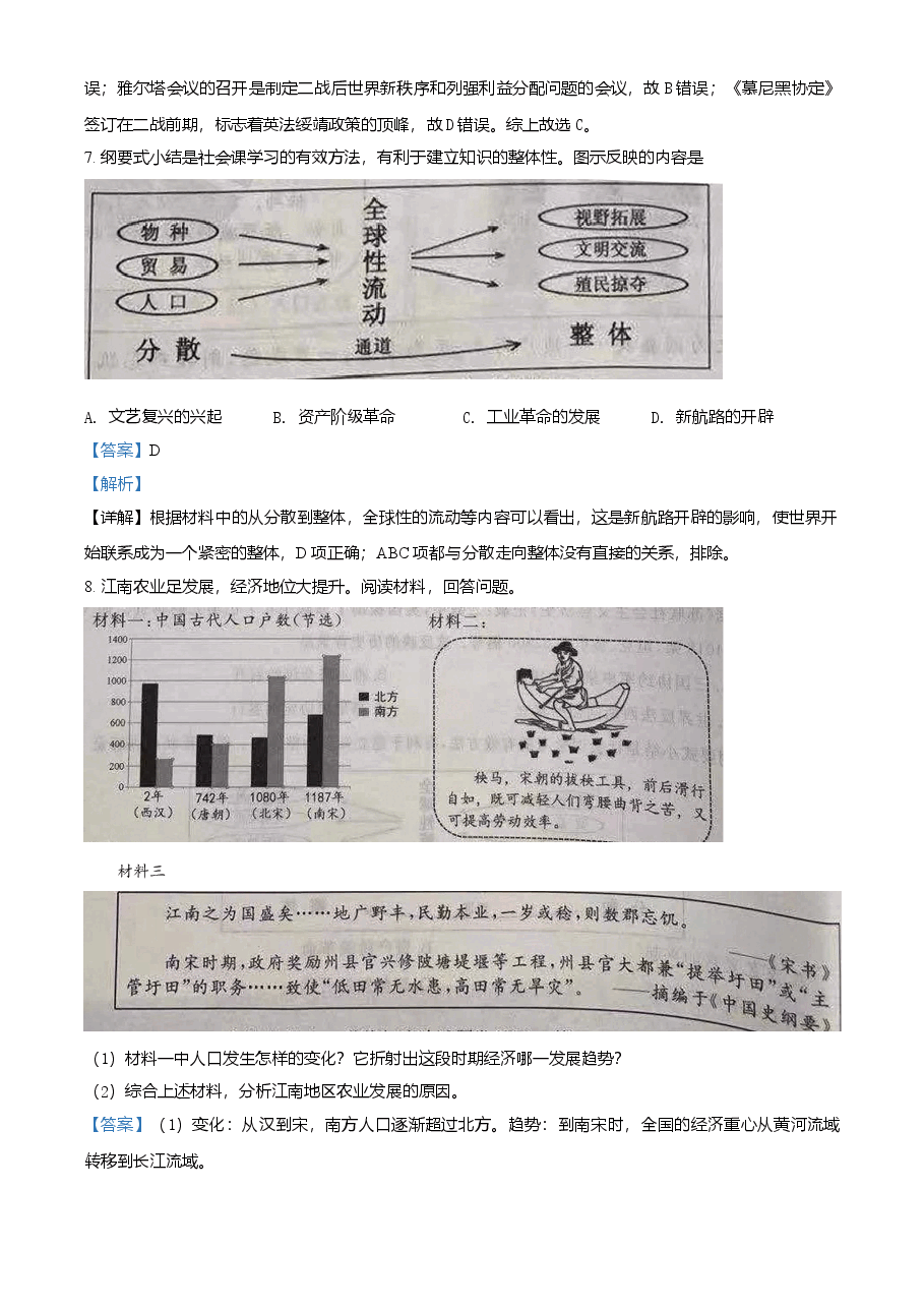 精品解析:2021年浙江省台州市中考历史试题(解析版).doc,第3页预览