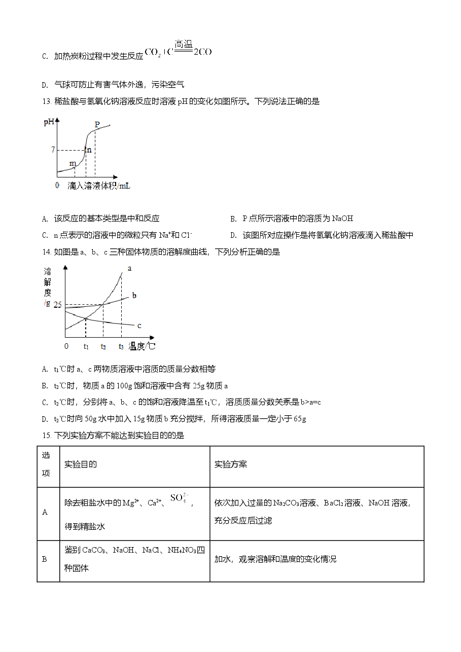 精品解析:山东省潍坊市2021年中考化学试题(原卷版).doc,第4页预览