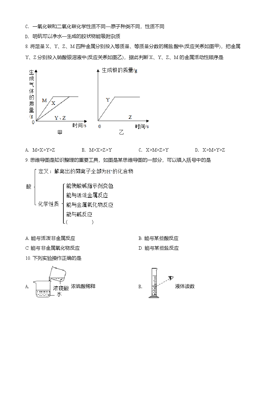 精品解析：湖北省黄石市2021年中考化学试题（原卷版）.doc，第2页预览