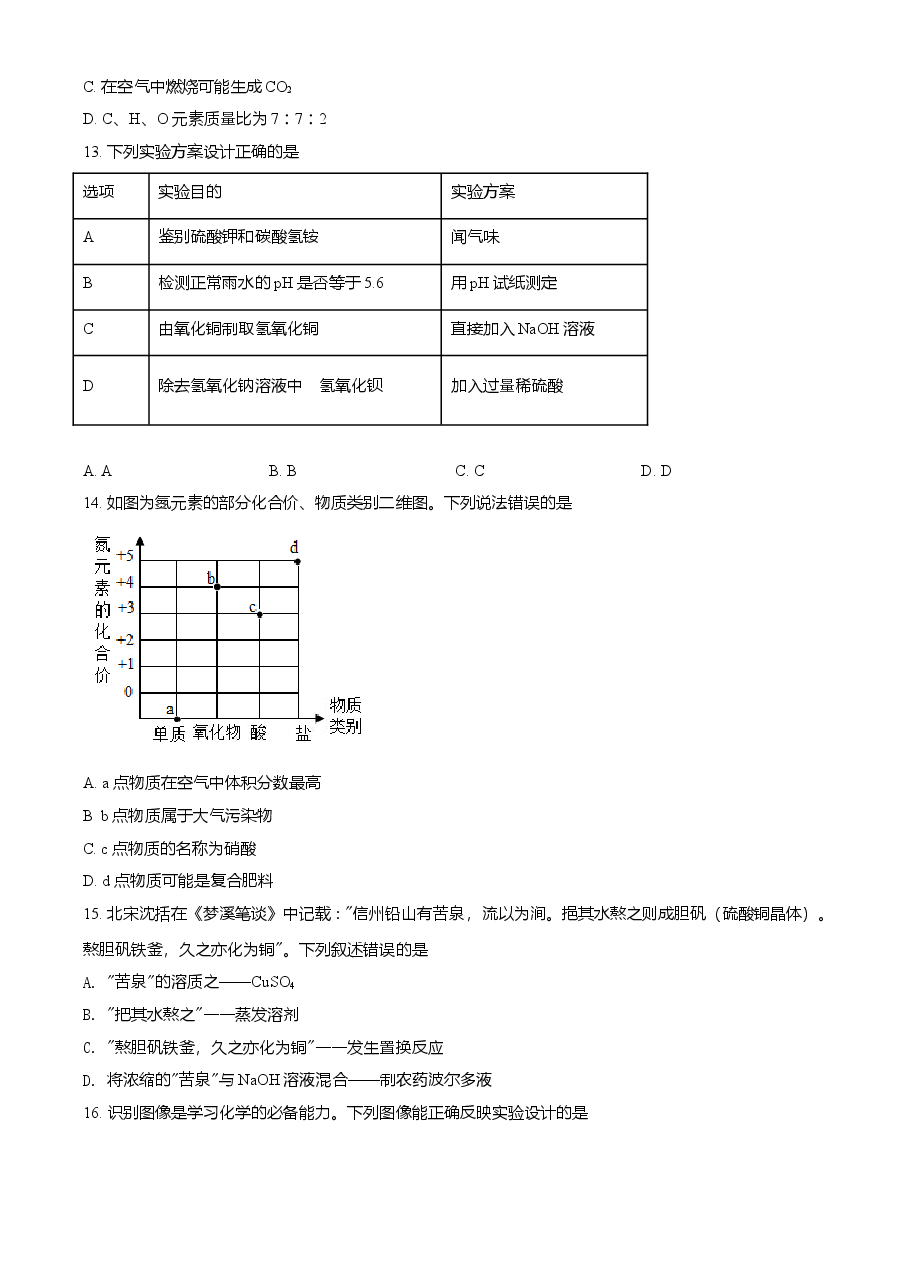 精品解析:2021年重庆市中考化学试题(B卷)(原卷版).doc,第3页预览