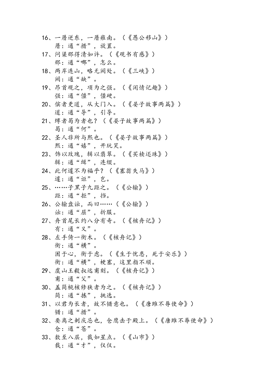 初中必背文言文通假字、成语、重点语句翻译大全.pdf,第2页预览