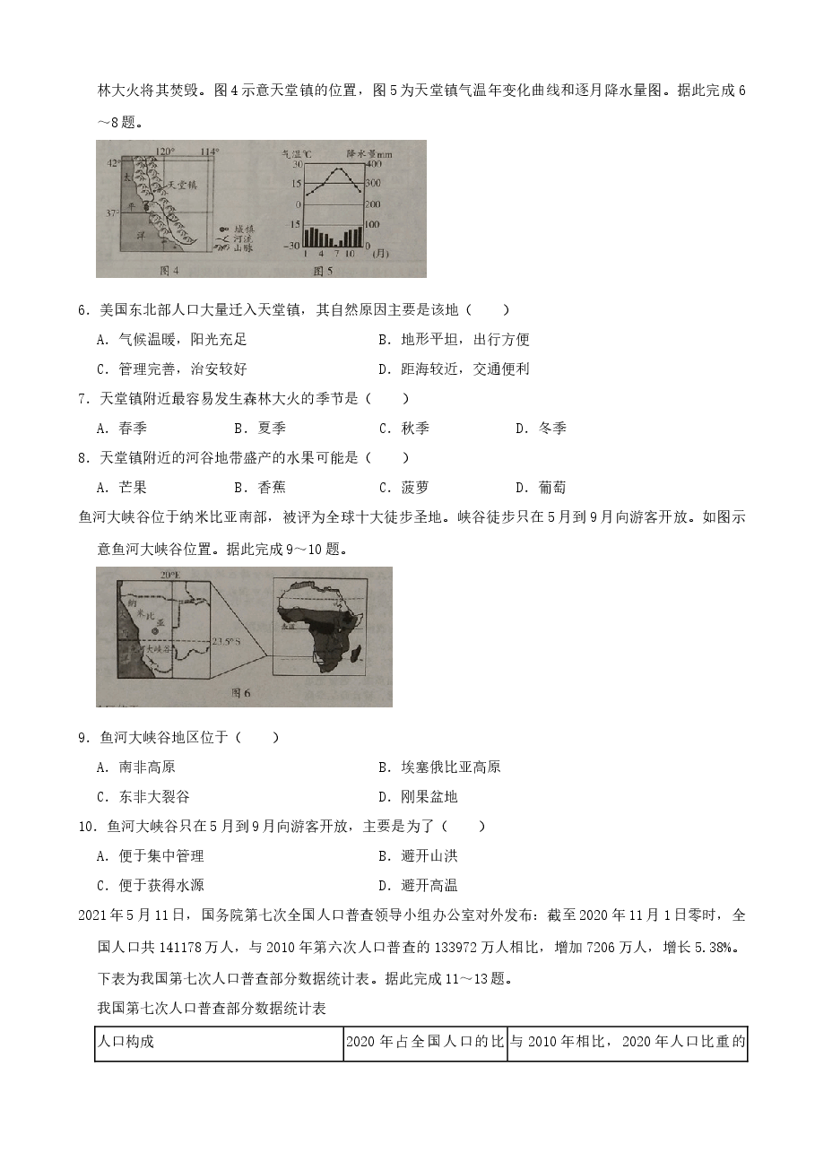 精品解析:2021年山东省潍坊市中考地理真题(word,解析版).docx,第2页预览