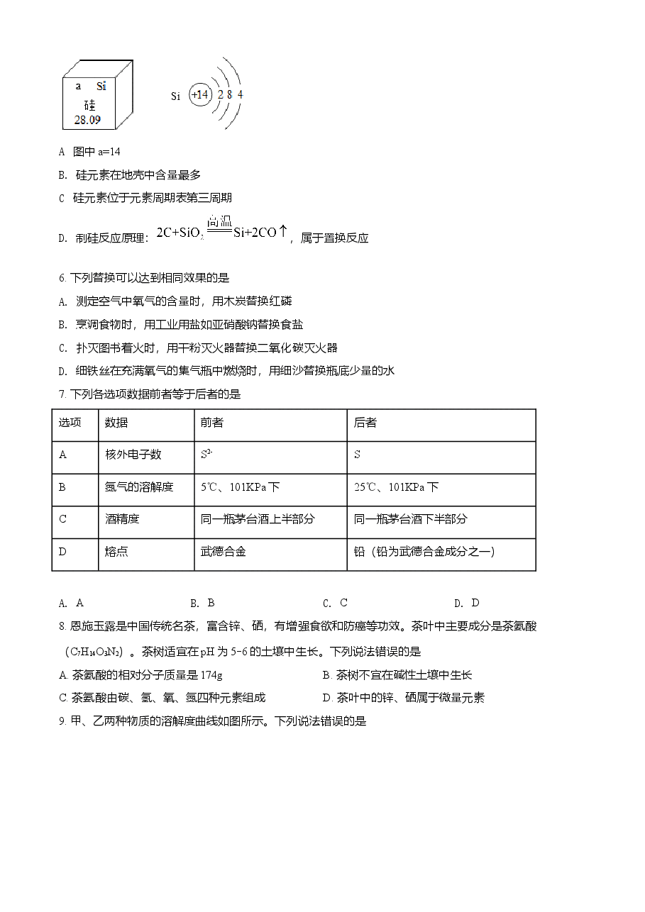 精品解析：湖北省恩施2021年中考化学试题（原卷版）.doc，第2页预览