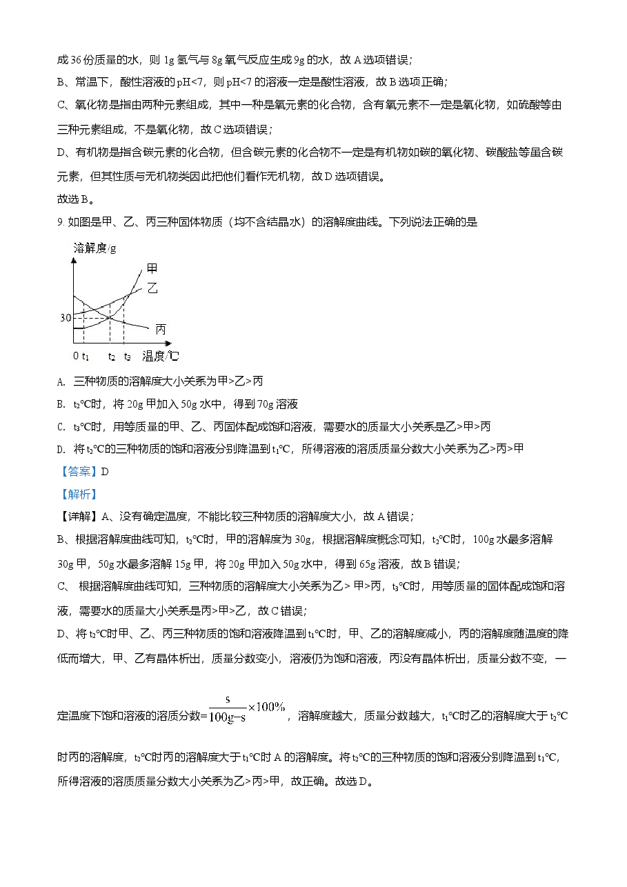 精品解析：甘肃省定西市2021年中考化学试题（解析版）.doc，第4页预览