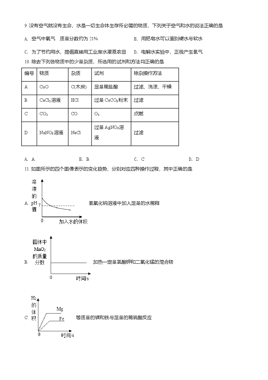 精品解析：四川省眉山市2021年中考化学试题（原卷版）.doc，第3页预览