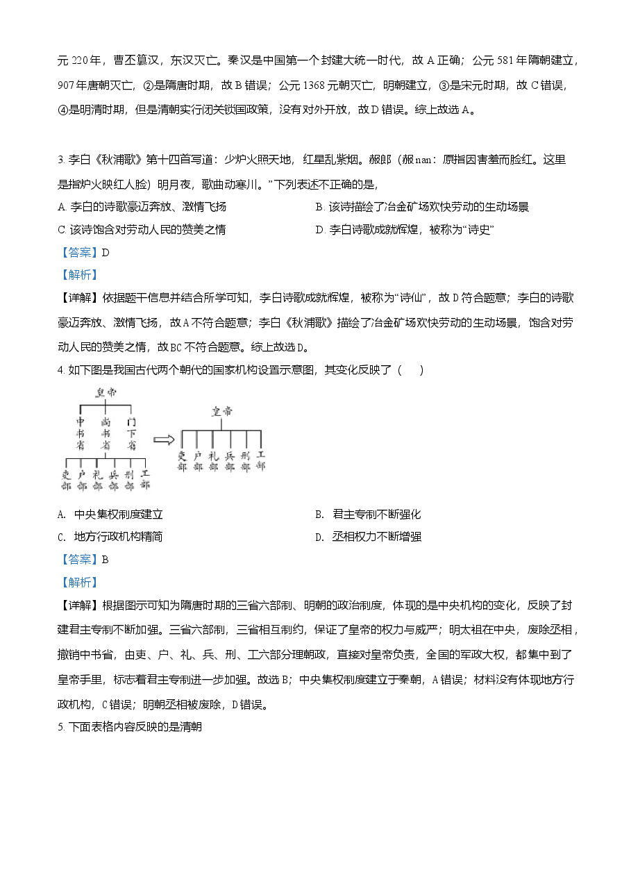 精品解析:2021年湖南省衡阳市中考历史试题(解析版).doc,第2页预览