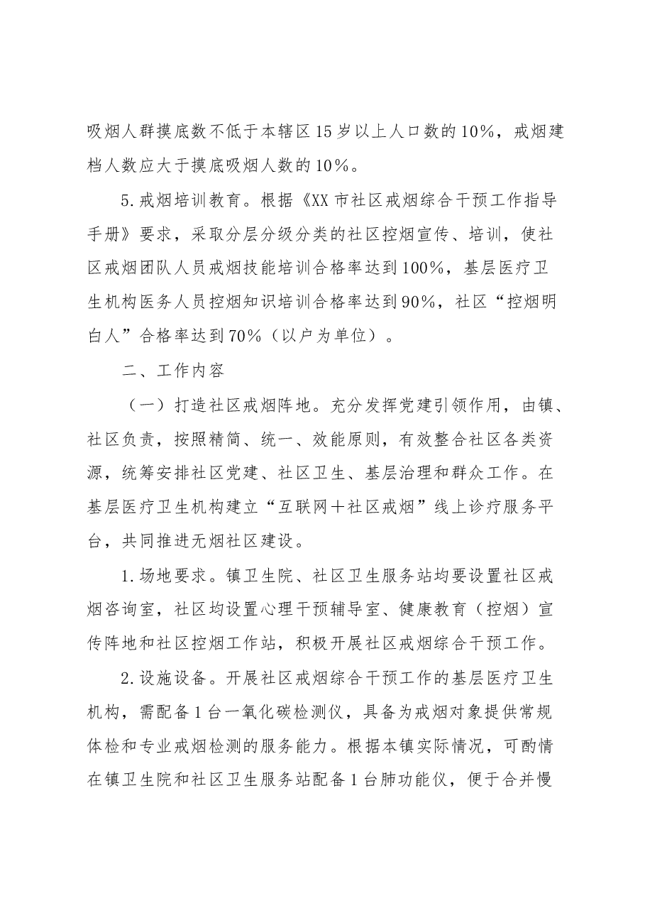 XX镇社区戒烟综合干预工作实施方案.docx,第4页预览