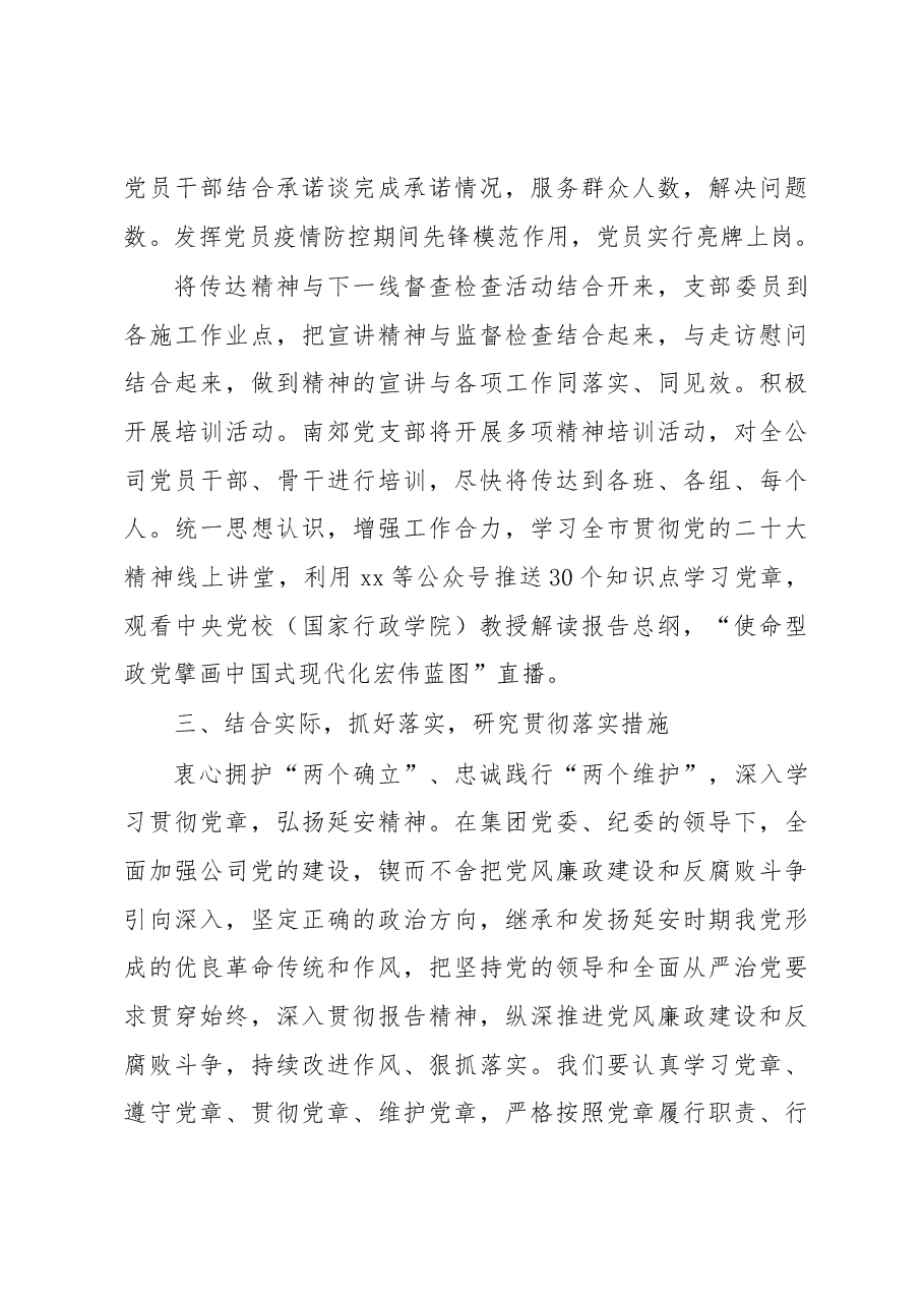 公司党支部学习宣传贯彻党的二十大精神情况报告.docx,第3页预览