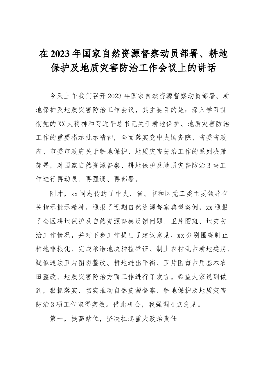 在2023年国家自然资源督察动员部署.docx,第1页预览