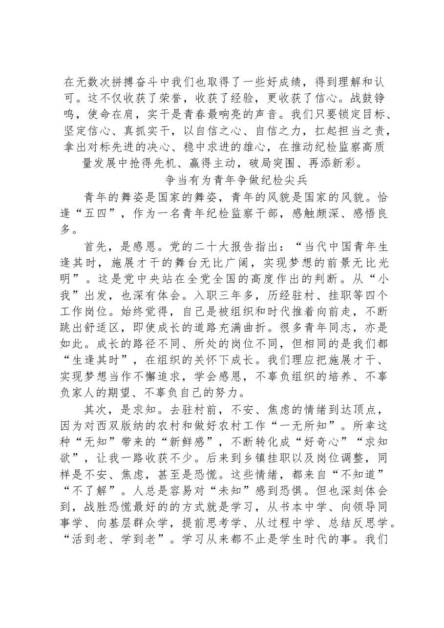 (2篇)青年纪检监察干部交流发言汇编.docx,第3页预览
