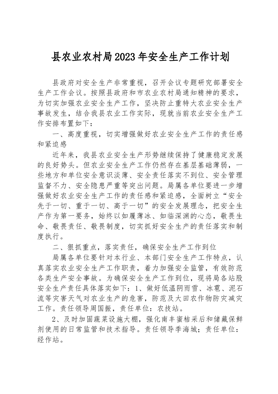县农业农村局2023年安全生产工作计划.docx,第1页预览
