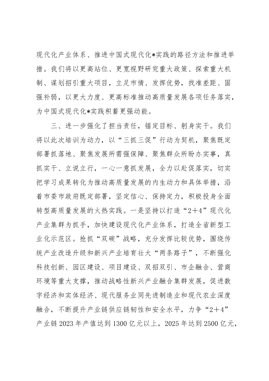(3篇)在市县区党政主要领导干部学习贯彻党的二十大精神研讨班暨县处级干部轮训班上的交流发言.docx,第3页预览