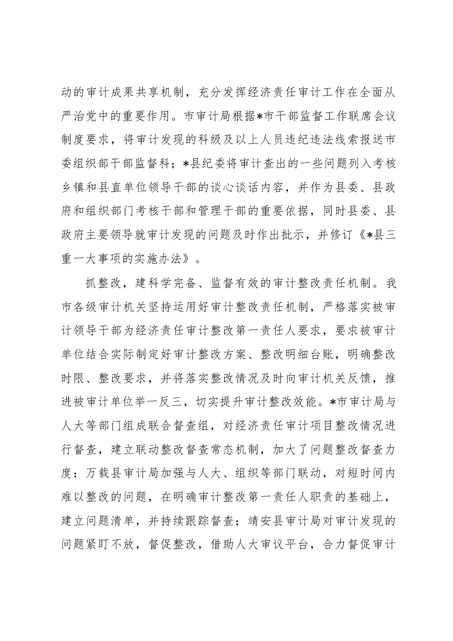经验材料:积极探索全面履职“五抓五建”走出经济责任审计新路子.docx,第3页预览