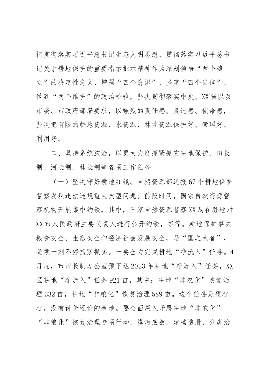 书记在耕地保护暨田长制、河长制、林长制工作会议上的讲话.docx,第3页预览