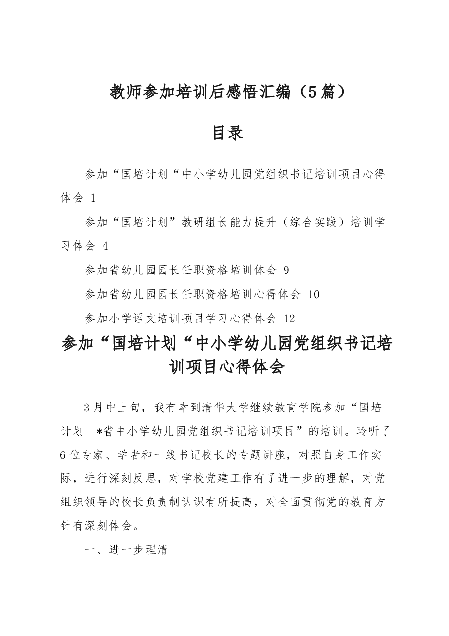(5篇)教师参加培训后感悟汇编.docx,第1页预览