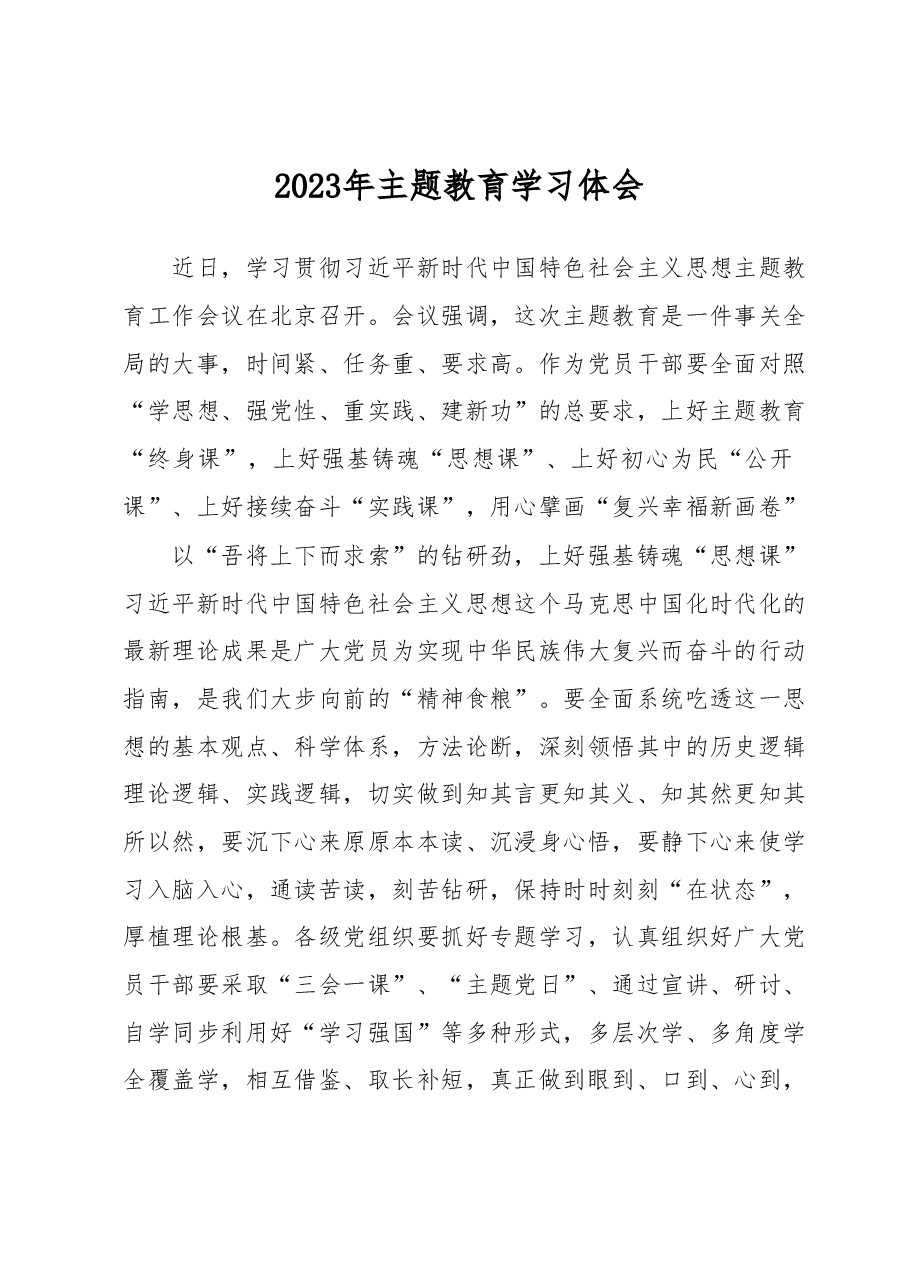 2023年主题教育学习体会.docx,第1页预览