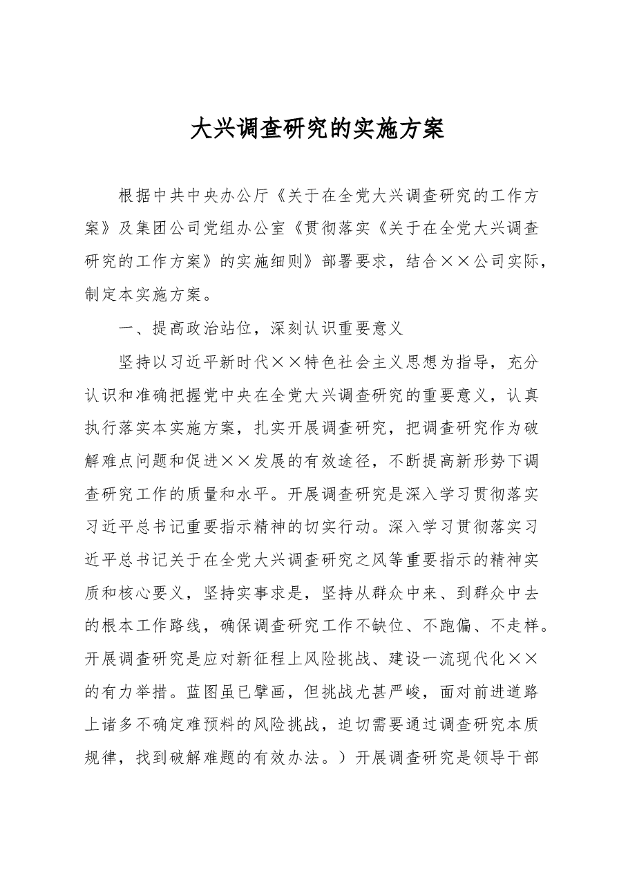 大兴调查研究的实施方案.docx，第1页预览
