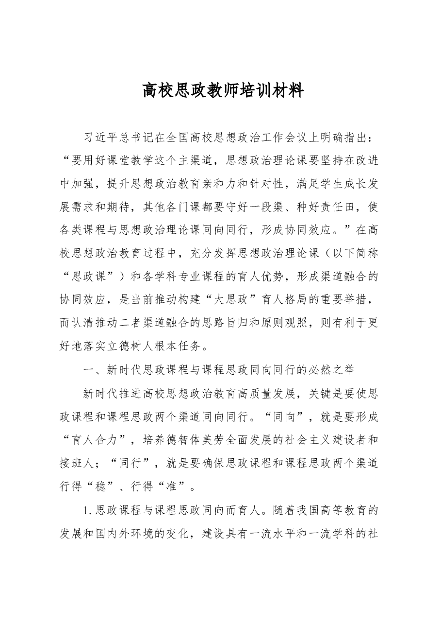 高校思政教师培训材料.docx,第1页预览
