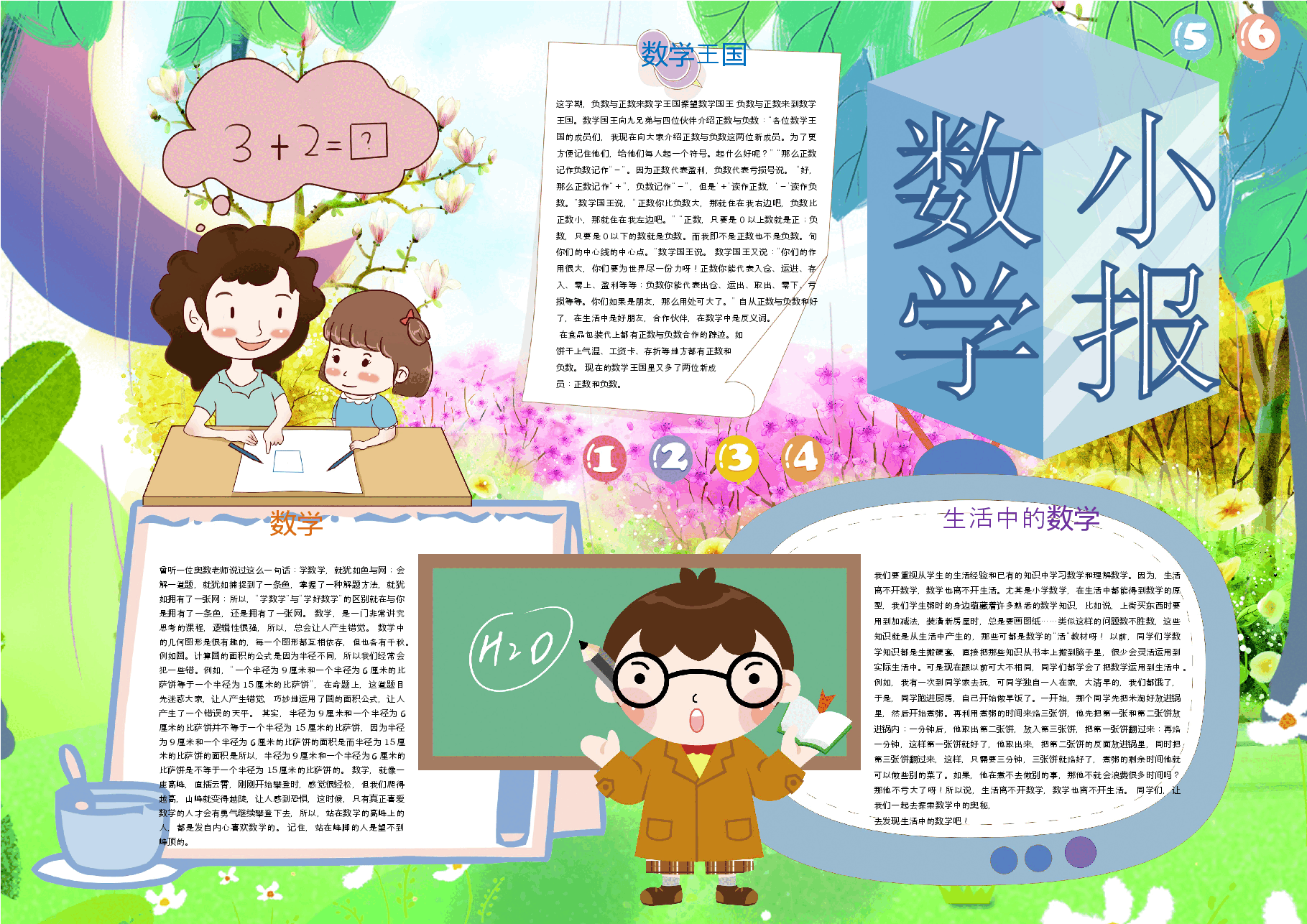 数学小报黑白线稿手抄报 (4).docx,第1页预览